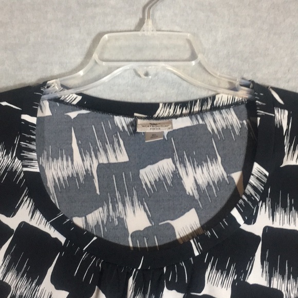 WORTHINGTON Abstract Brush Stroke Design Poly Jersey Knit Scoop Neck w/Gathering - Picture 3 of 16